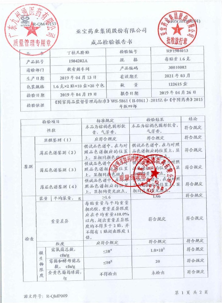 63-06120001-001丁桂儿脐贴(宝宝一贴灵)1904202A